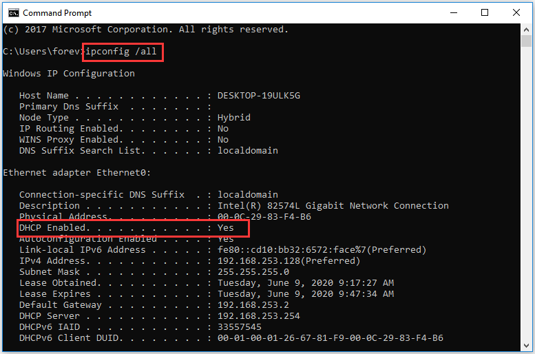 type the command