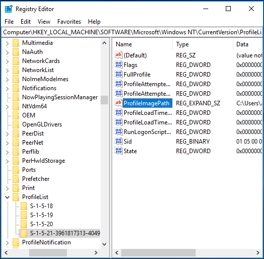 ProfileImagePath registry