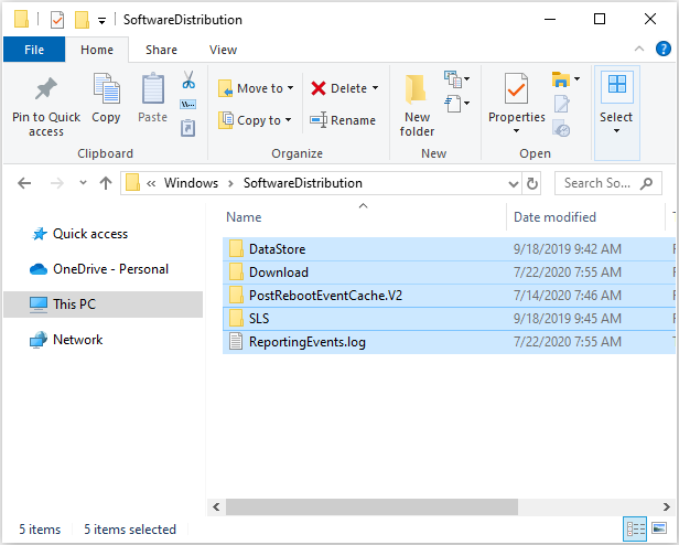 clear the Software Distribution folder