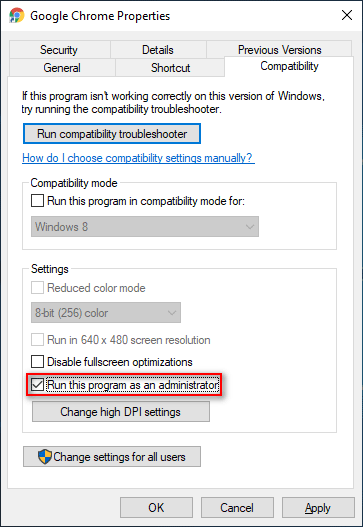 Run this program as an administrator