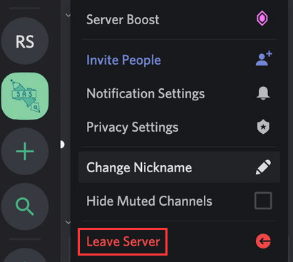 how to leave a server on Discord