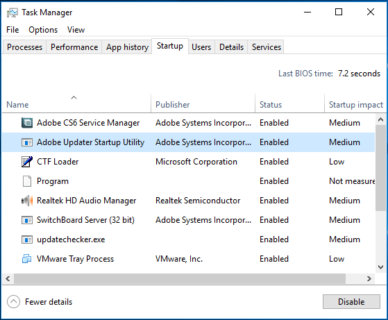 disable processes in Task Manager