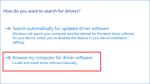 browse my computer for driver software