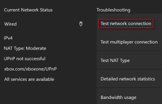 Test network connection