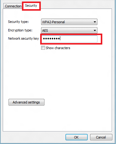 show network security key