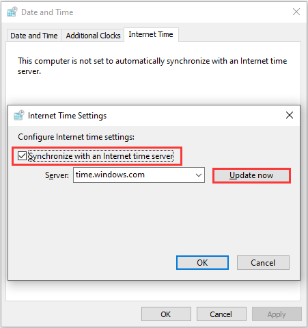 check Date and Time settings