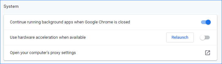 disable hardware acceleration in Chrome