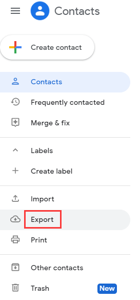 export Google contacts