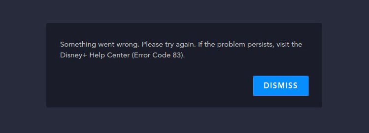 Disney Plus error code 83