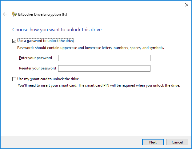 use a password to unlock the drive