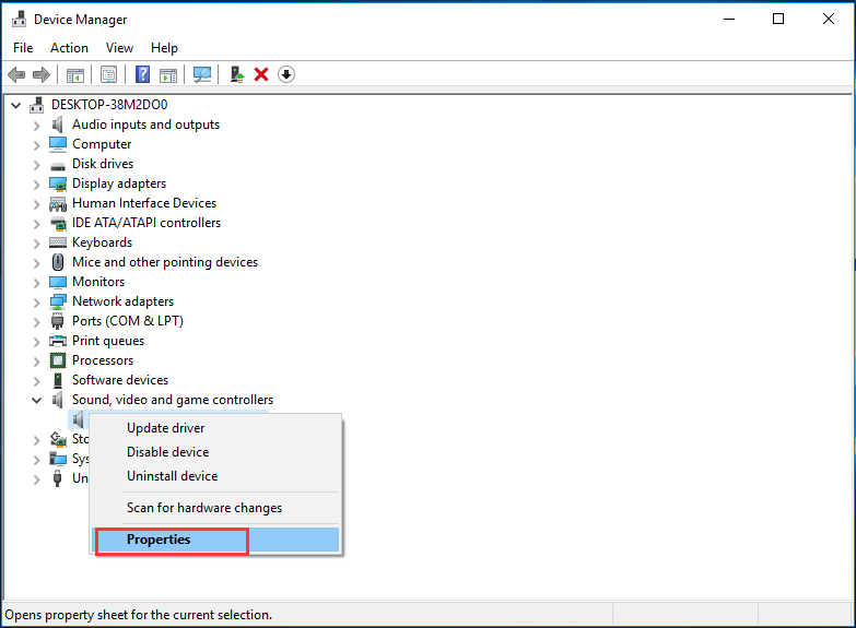 audio driver properties