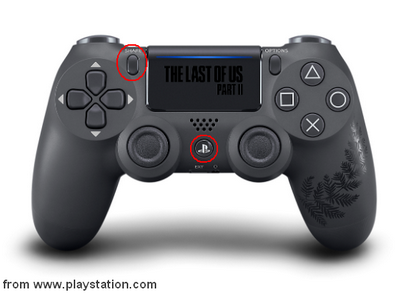 SHARE and PS buttons