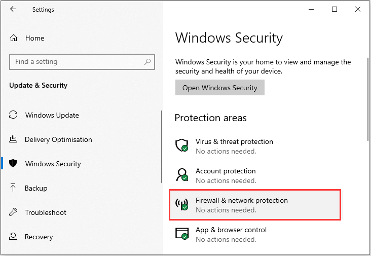 click the Firewall & network protection part