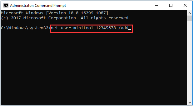 type the command