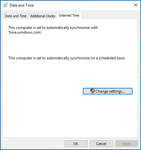 computer is set to automatically synchronize