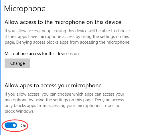 allow apps to access your microphone