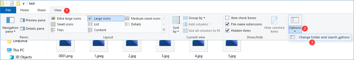 click Change folder and search options