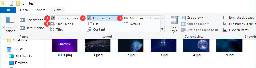 select which icon size to show in a folder