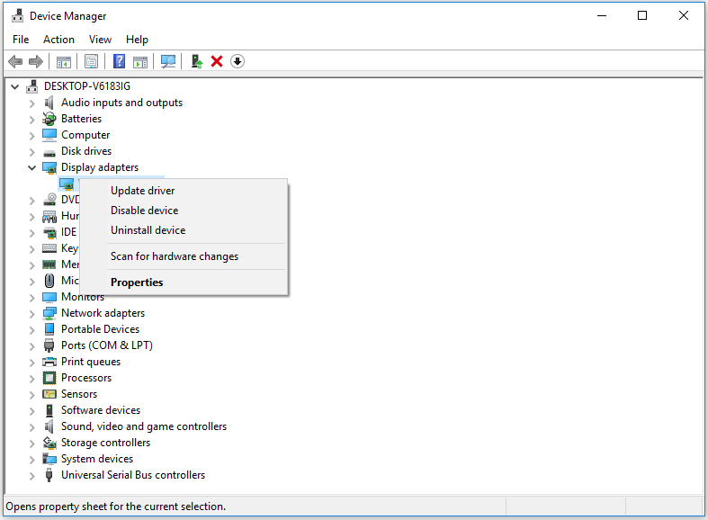 update or reinstall graphics card adapter driver