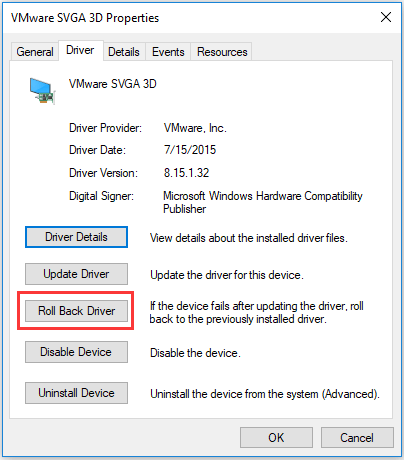 roll back graphics card driver