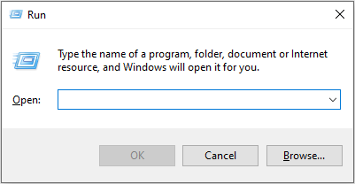 open the Run dialogue box