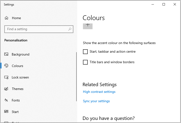 uncheck the Start, taskbar and action centre option