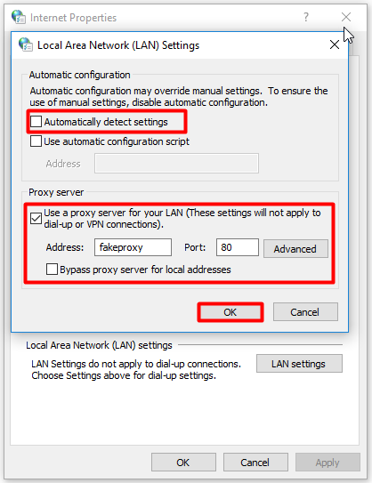 configure network settings and save the changes