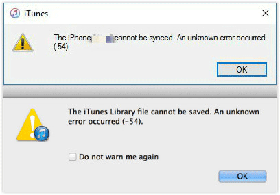 iTunes error 54