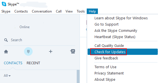 Check for Updates Skype