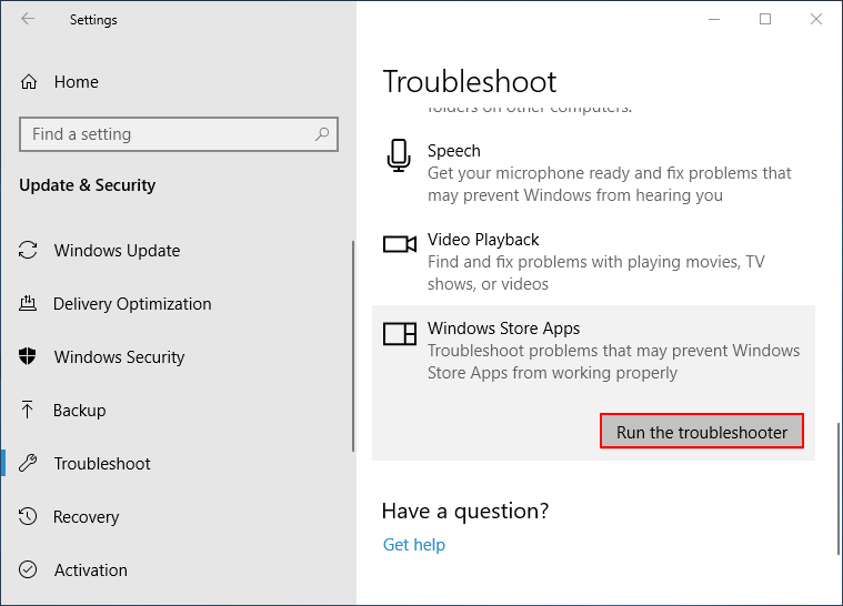 Run the troubleshooter