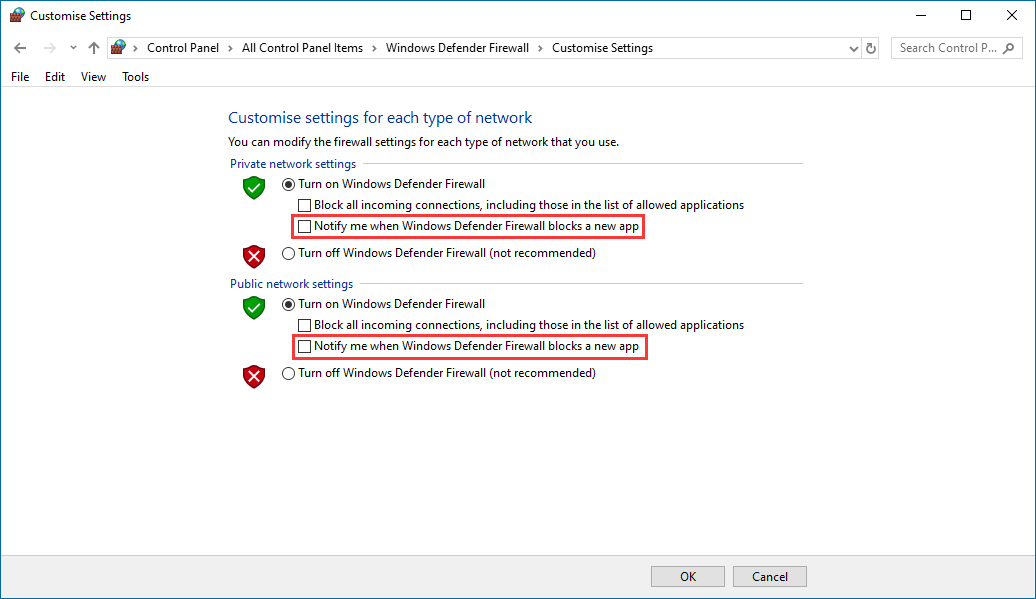 turn off the notification