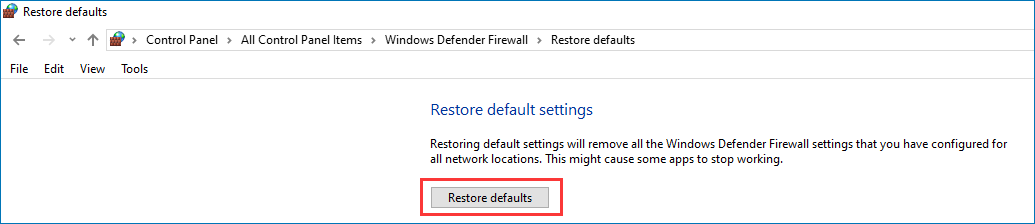 click the Restore defaults button