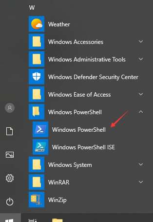 launch PowerShell from Start