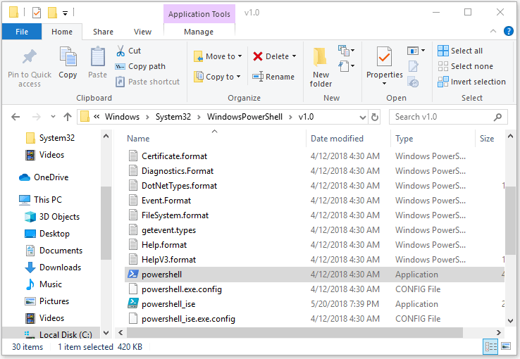 launch PowerShell in File Explorer