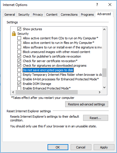 do not save encrypted pages to disk