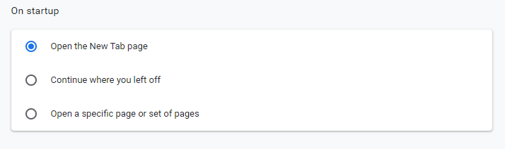uncheck continue where you left off