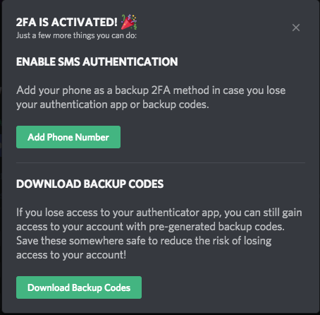 Download Backup Codes in Discord