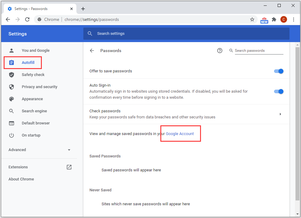 open Chrome Password Manager