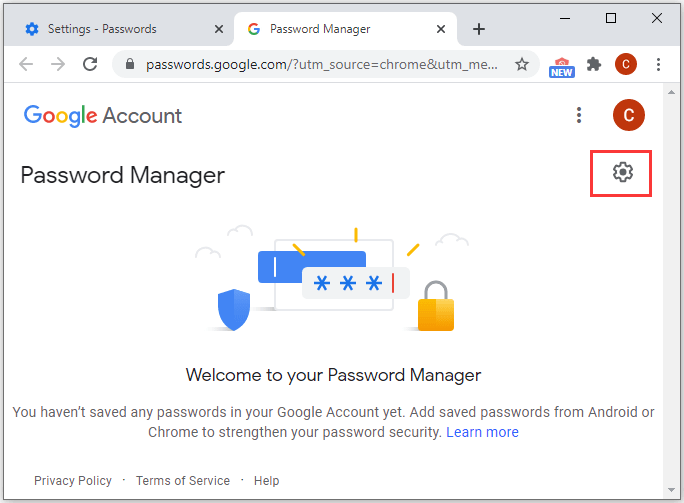 open Chrome password manager settings