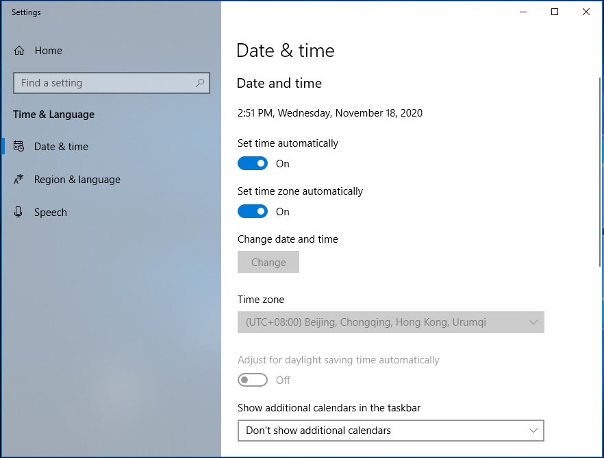 change time and date in PC