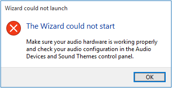 the Wizard could not start microphone Windows 10