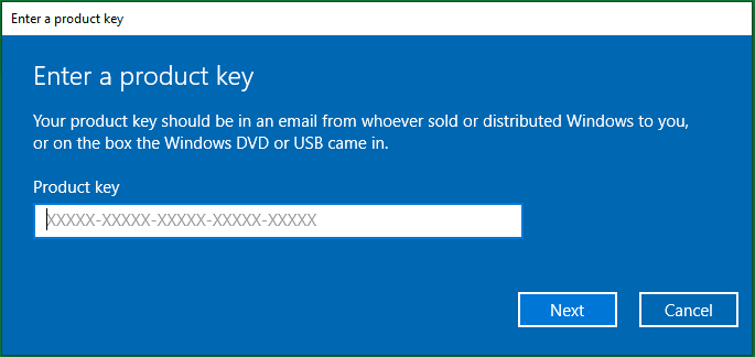 Enter a Product Key