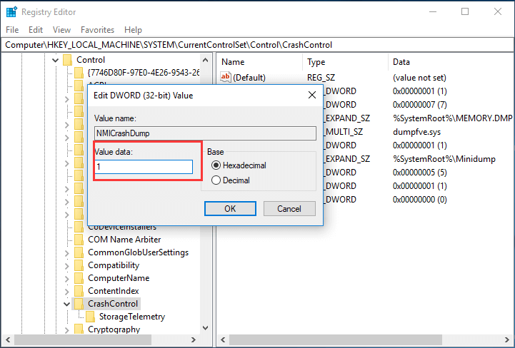 change value data to 1