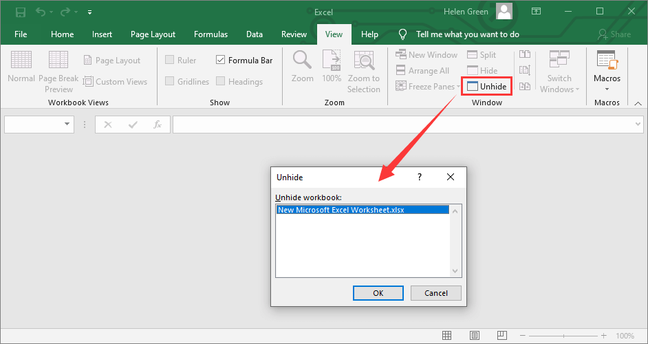 Unhide Excel File