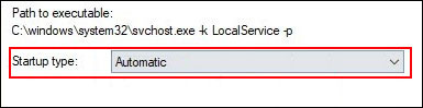 select Automatic for Startup type