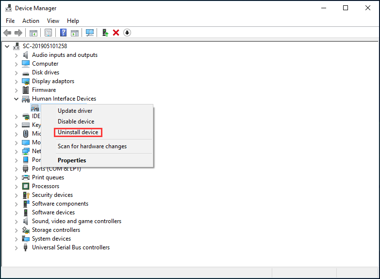 uninstall device driver