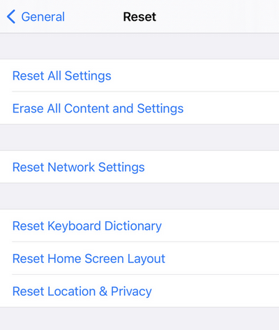 Reset iPhone