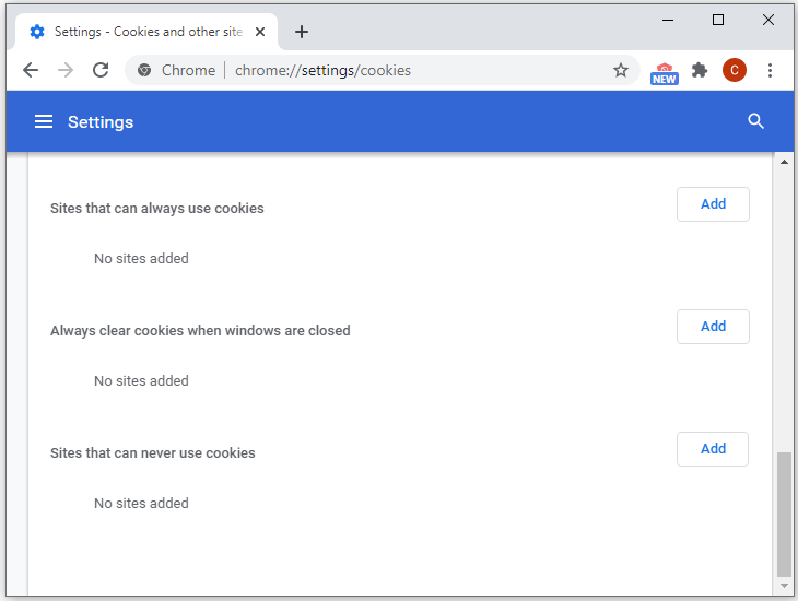 manage cookies in Chrome