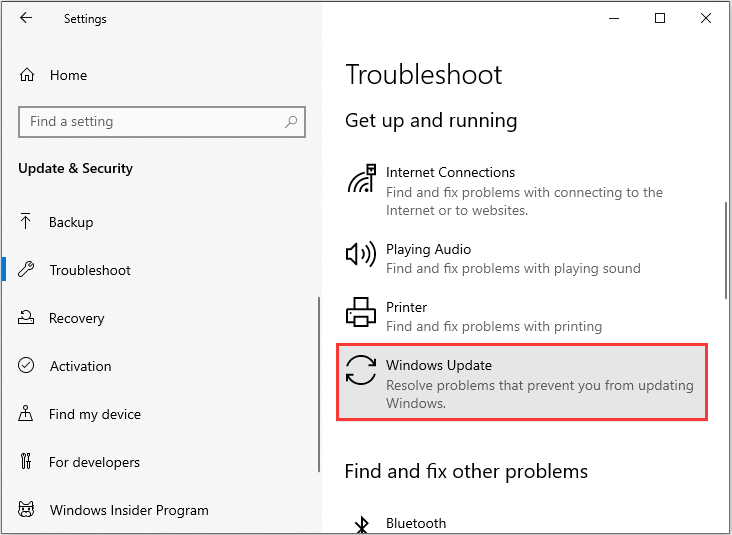 choose Windows Update