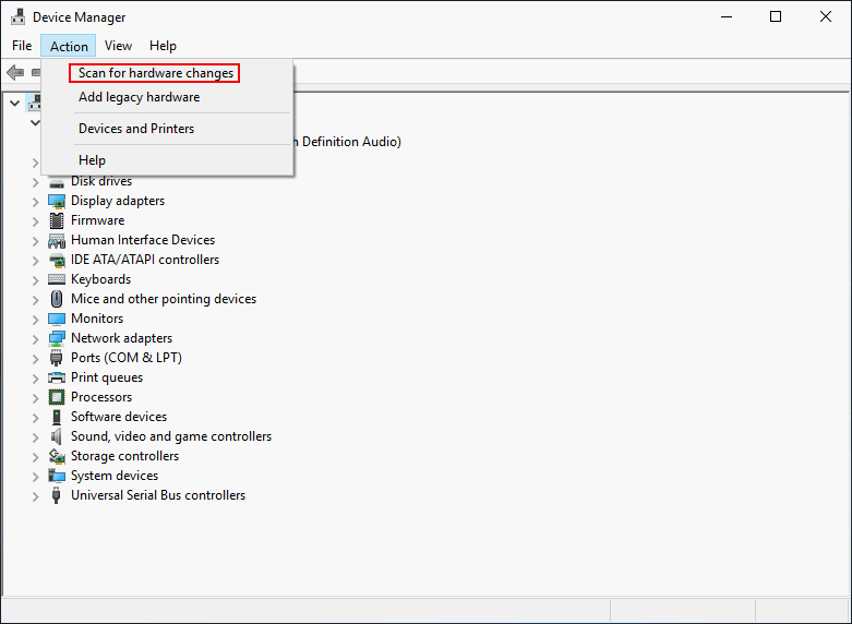 Scan for hardware changes